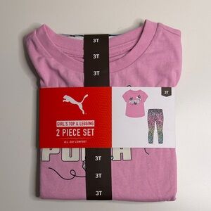 Puma Girl's Pink Top and Patterned Leggings Set